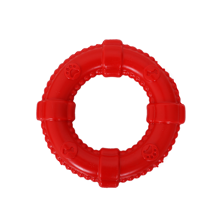 Red Barbell Soft Durable Rubber Dog Chew Yoys Non-toxic Security Floating Pet Toy