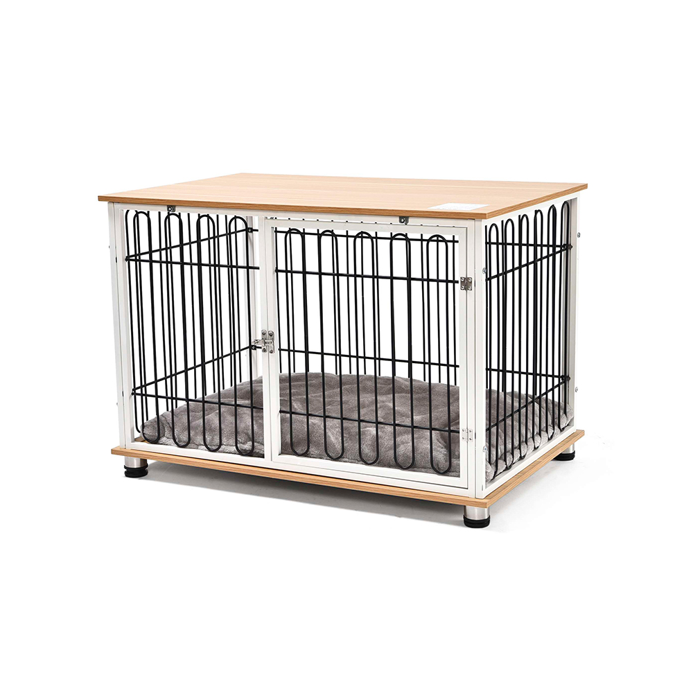 Modern Wooden Pet Dog Cages Metal Kennels With Adjustable Waist Belt For Dogs