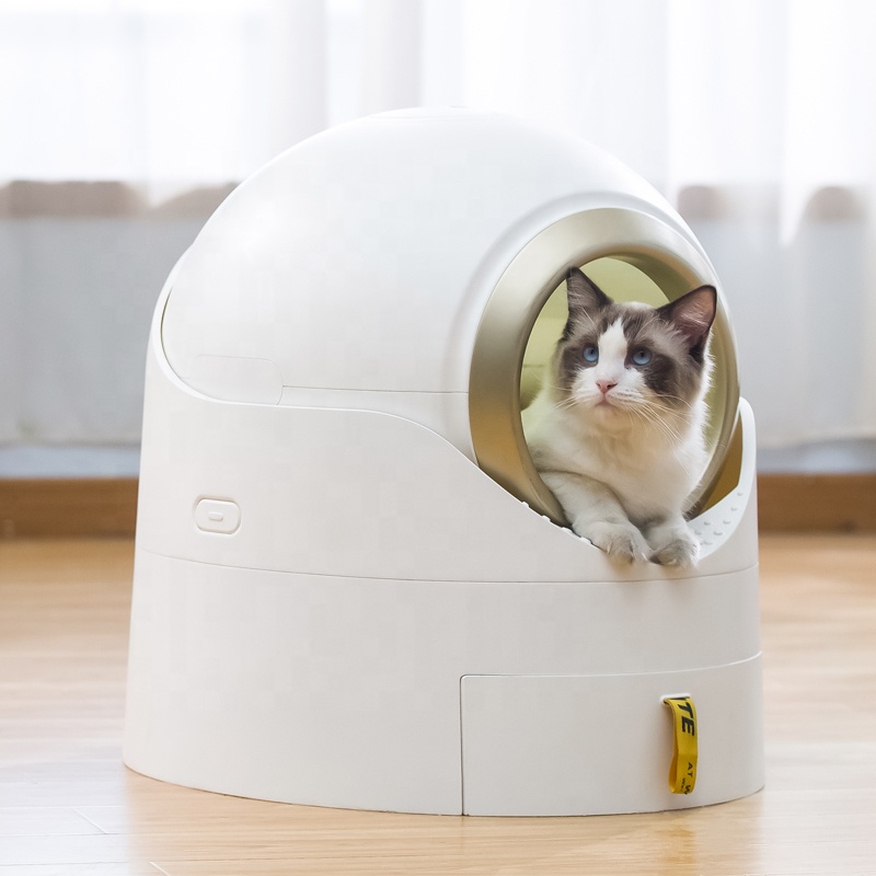 Petnessgo Self Cleaning Cat Litter Box 2023 Round Enclosed Semi Automatic Cat Litter Box For Cat