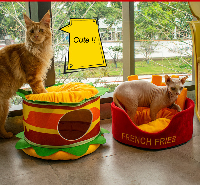 Manufacturer Wholesale Hamburger French Fries Cat Bed Cute Design