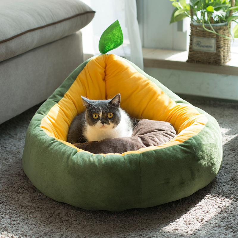 Manufacturer Wholesale Frog Avocado Short Plush Small Dog Cat Bed Cute Design