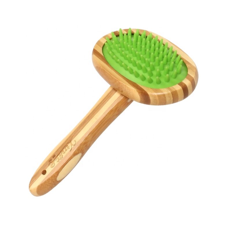 Factory Wholesale Bamboo Wooden Soft Dog Washing Brush Cat Pet Massage Bath Brush