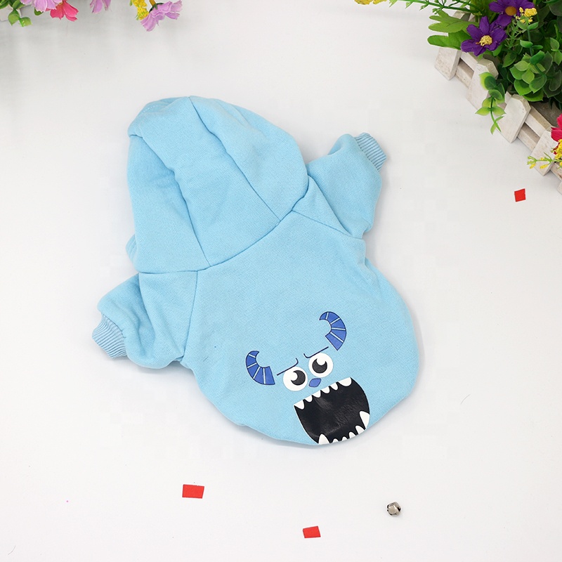 Cute Pet Clothes Cartoon Blue Hairy Monster Hoodie Custom Pet Clothes Small Pets