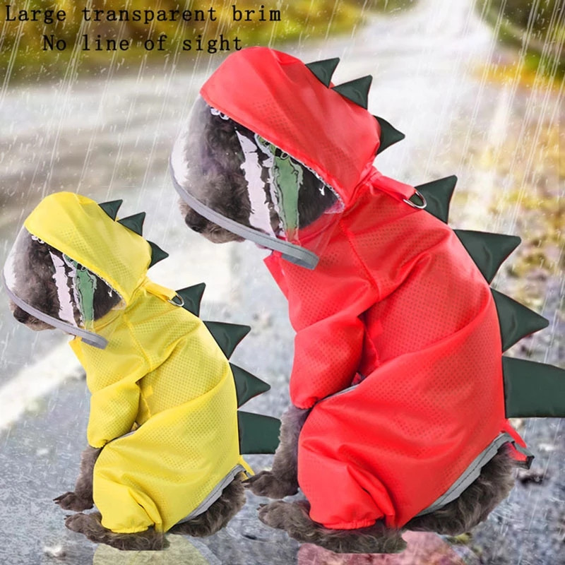 Reflective Cartoon RainCoat Summer Dog Clothes Small Dogs Nylon Puppy Waterproof Rain Coat Chihuahua Pet Clothes R1606